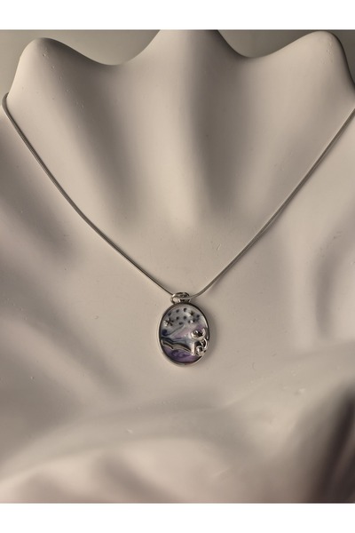 Selune by HIME Kedi Figürlü Kadın Kolye Gümüş Rengi