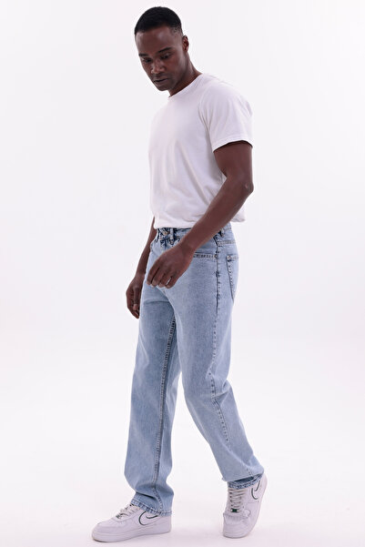 freemen Чоловічі джинси баггі з широким кроєм, колір льодовий синій