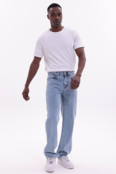 freemen Чоловічі джинси баггі з широким кроєм, колір льодовий синій