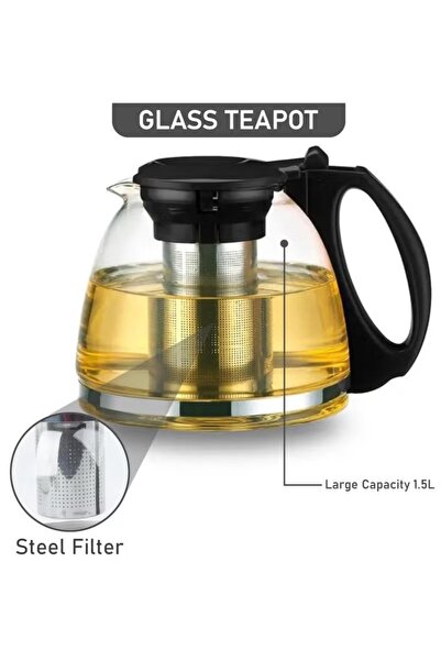 Denx Electric kettle with tea tray and automatic shut-off function, transparent glass tea maker