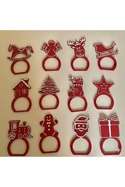 lysiaaccessory New Year Themed Set of 12 Napkin Rings