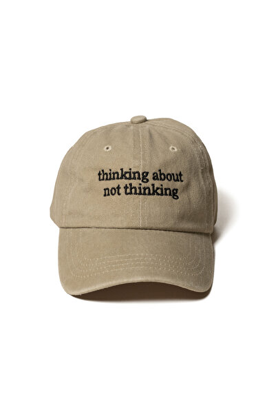 Nome Studio Beige Hat with Black Embroidered Fabric and Text Embroidery, Cott...