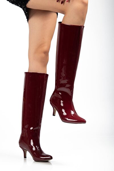 Mida Shoes SYT-2025 Bordo Rugan Günlük Kadın Çizme