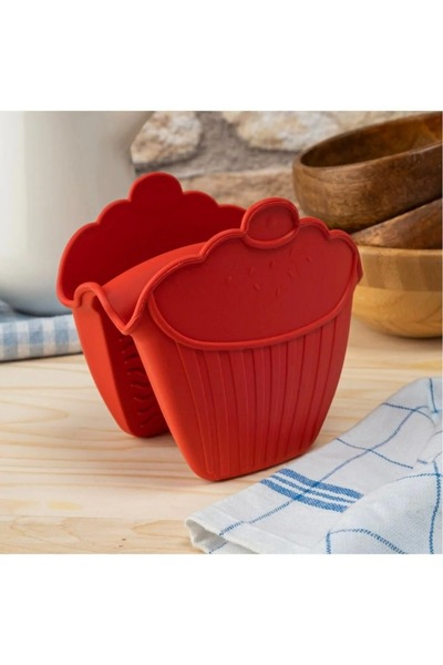 ROYALGROSS 2 Pcs Silicone Oven Mitt Heat Insulated Non-Slip Microwave Pot Tray Holder Red