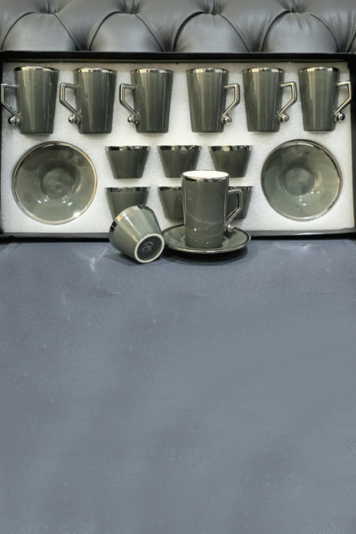 Generic 18-piece tea set with saucers and coffee cups in an attractive design