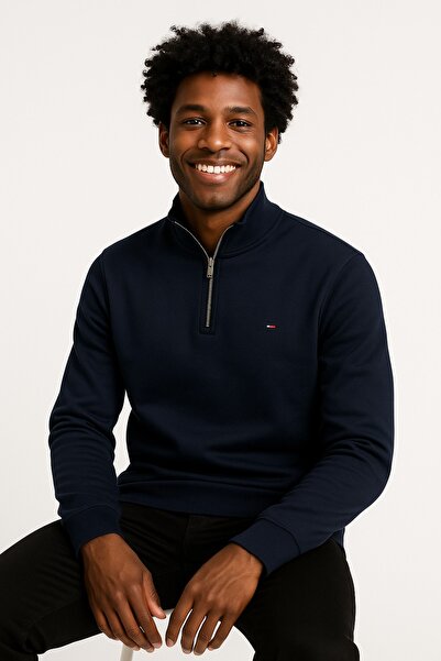 Tommy YARIM FERMUAR LACİVERT SWEATSHİRT