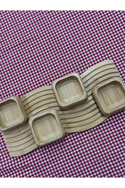 YAZICI Bamboo Decorative Presentation Tray Snack Bowl Set of 4 Comes with