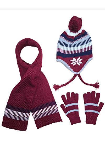 Butik 8–12 Yaş Erkek Çocuk Polarlı Kış Seti – Atkı, Bere, Eldiven Üçlü Set