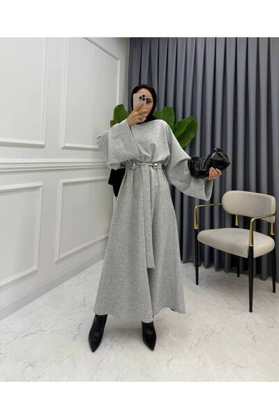 Tuğba Avcıoğlu Venüs Kadın Gümüş Detaylı Bağlamalı Elbise Gri