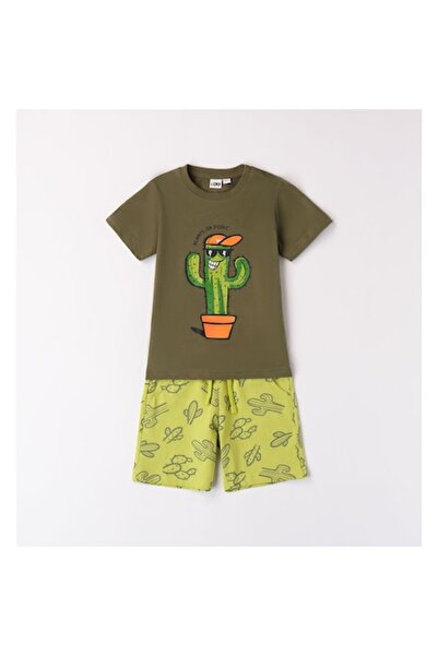 İDO I Do T-shirt and shorts set for boys, Khaki, 98-104 cm