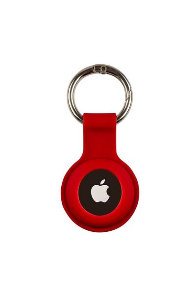 Mobile Origin Red Silicone Apple AirTag Case with Carabiner - Premium Protection & Secure Design