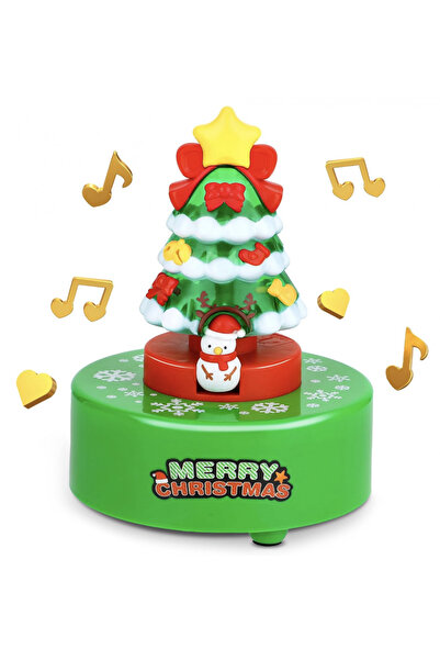 Krista Cutie muzicală de Crăciun cu brad și om de zăpadă rotativ cu lumini