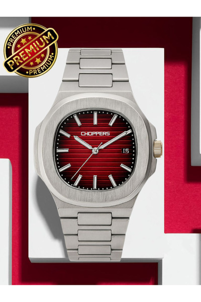 arpat time saat aksesuar Premium, Steel Case Red-Black Dial Men's Watch with Calendar