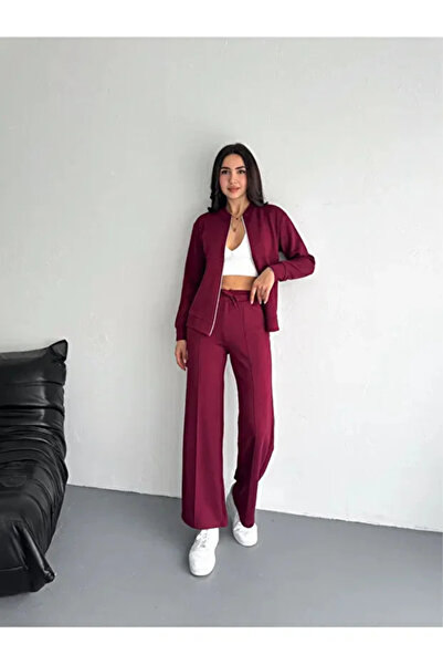 Mivelya Set de trening sport pentru femei, din țesătură modală, cu fermoar