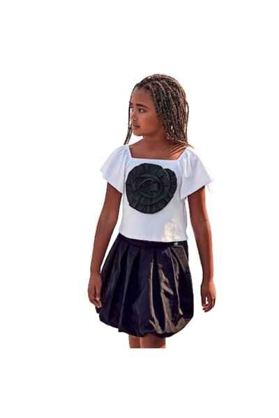 Sarabanda Taffeta two-piece set (t-shirt and skirt) for girls, Sarabanda, Whi...