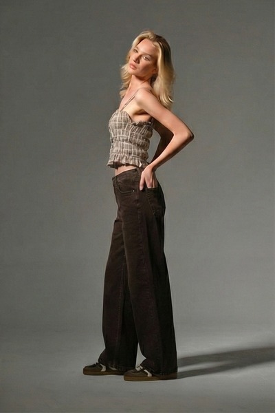 Maule Φαρδιά εφαρμογή τζιν με φαρδιά πόδια Άνετο φαρδύ τζιν παντελόνι γυναικείο παντελόνι @Varese