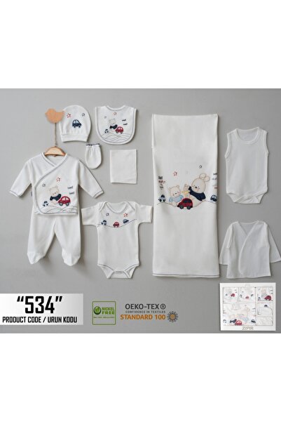 Bebek 0-3 Months Newborn Boy with Car 10-Piece Hospital Release Zibin Set