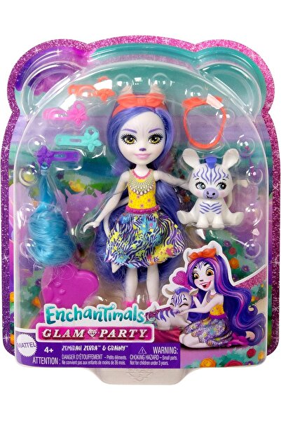 mattel Enchantimals Doll – Glam Party Zemirah Zebra and Grainy