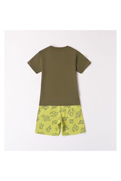 İDO IDo Boys' T-shirt and Shorts Set, 4.8711, Khaki, 128-140 cm