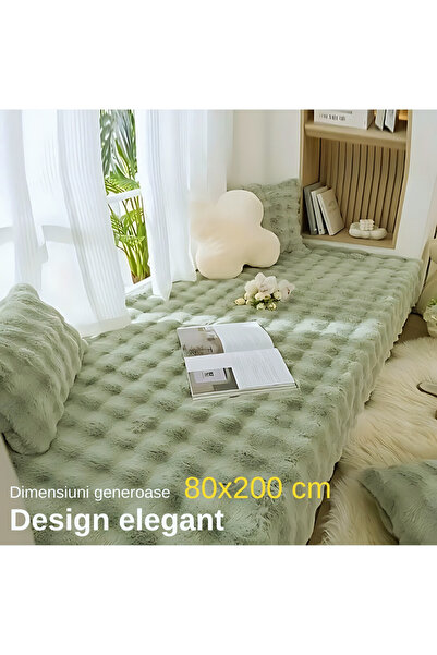 OEM Fluffy rug, light green, non-slip, stain-resistant, washable, 80x200 cm, velvet