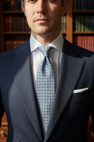 CROATE Premium Sky Blue Minimal Pattern Silk Tie