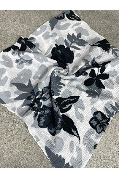 Sobe Hediyelik كتابة بنمط زهور باللونين الأسود والرمادي ذات ملمس كراش