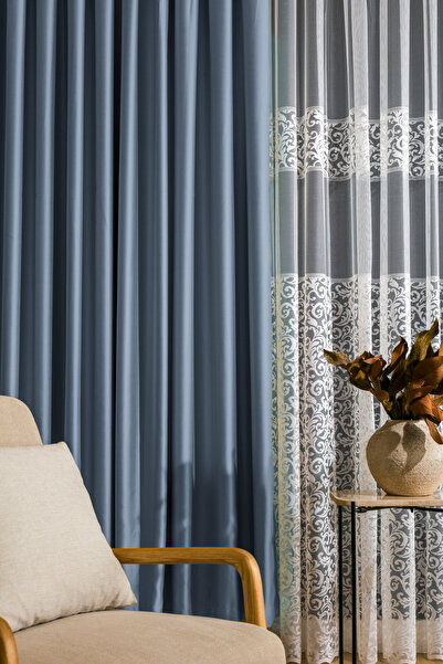 Karesi İNDİGO ÇİVİT MAVİSİ BLACKOUT KARARTMA KUMAŞTAN SIK PİLELİ 1X3 FON PERD...