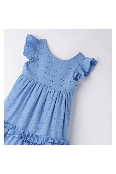 Sarabanda - Rochie din bumbac brodată pentru fete, Albastru deschis, 92 CM