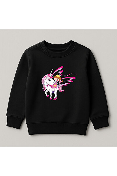 SVART WEAR Детска блуза с качулка и принт на еднорог, 100% памук