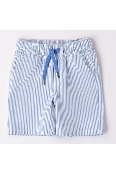 İDO I Do striped drawstring bermuda shorts for boys, White/Blue, 104-110 cm