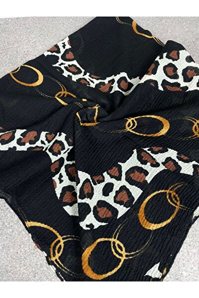 Sobe Hediyelik Siyah Leopar Desenli Kraş Dokulu Yazma