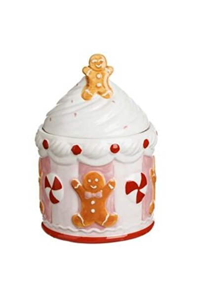 Tessari Borcan ceramic pentru biscuiți cu design de Crăciun în formă de cupcake și omuleț de turtă dulce Ø14 x 21 cm
