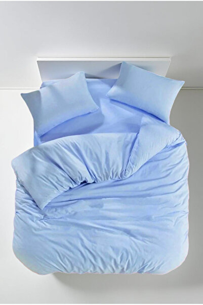 MORRİVAL Single Size 100X200 Fitted Bed Sheet Set with Elastic Band, 155X215 Duvet Cover Pink-Blue-Grey