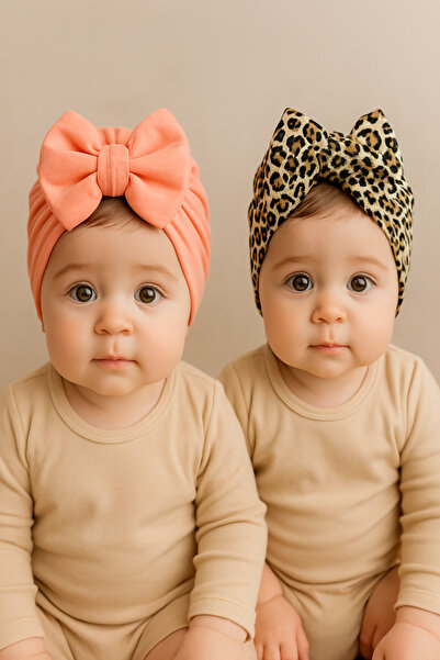 Baby Bakkal Fiyonklu Kız Bebek Bone 2 Adet