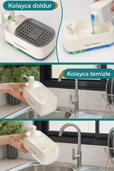 safestore Διπλός διανομέας υγρού σαπουνιού και αυτόματος διανομέας απορρυπαντικού με σφουγγάρι Σετ σαπουνιού χεριών και πιάτων Κουζίνα Μπάνιο