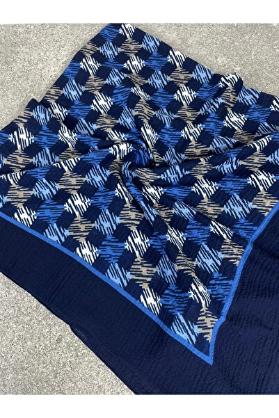 Sobe Hediyelik Kraş Textured Navy Blue Geometric Patterned Writing