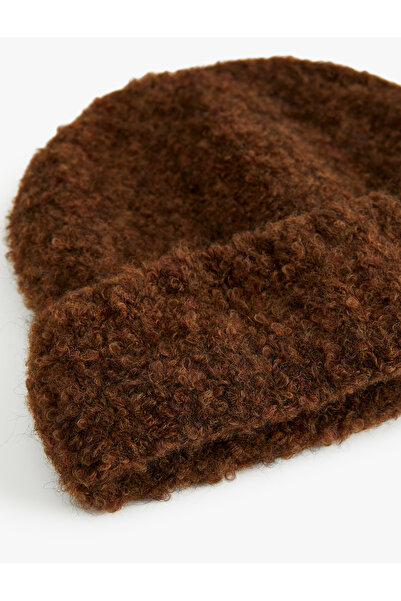 Koton Soft Textured Fold Detailed Knitted Beanie