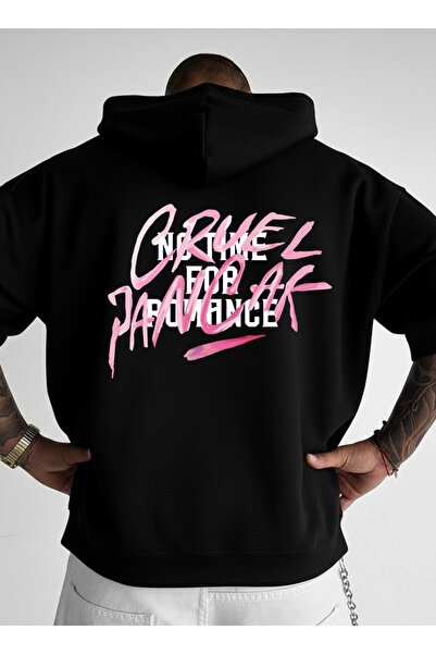 LORVEX بغطاء رأس هودي قصة فضفاضة للجنسين 100% قطن NO TIME Back مطبوع