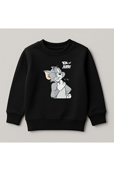 SVART WEAR Παιδικό φούτερ με στάμπα Tom and Jerry, 100% βαμβακερό, με λαιμόκο...