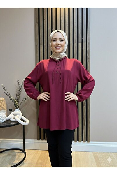 AKMAVİ Women's Hijab Clothing Drawstring Lace-Up Cotton Tunic