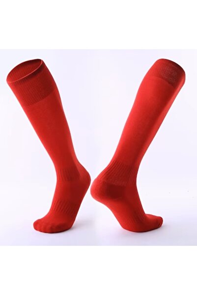 OEM Football leg sleeves with sock, kids, red, EU 26-33