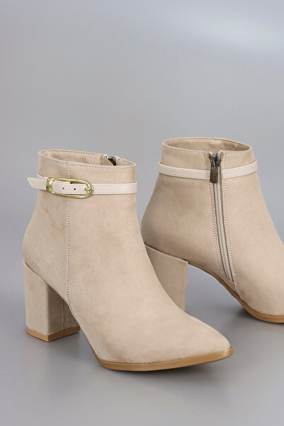 kajal ayakkabı Als 199 Thin Belt Buckle Zippered Ankle Boots