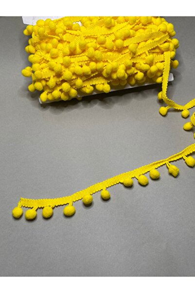 Massaltay Yellow Pompom Ribbon 1 Meter |   Decorative Ornament, Hobby, Costum...