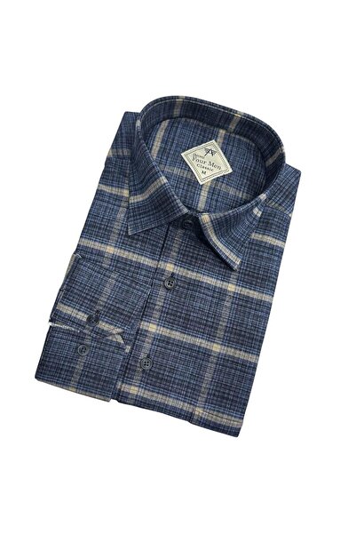 GÖMLEK GALERİSİ Classic Wide Cut Plaid Flannel Wool Men's Shirt