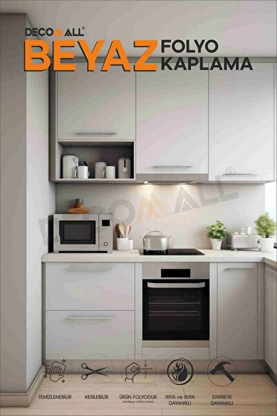DECOMALL MAT BEYAZ Renk Mobilya ve Dolap Kaplama Folyosu Kendinden Yapışkanlı