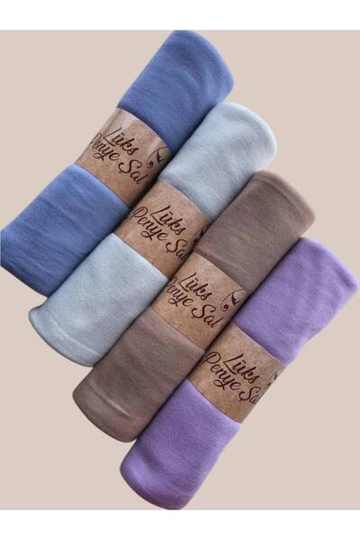 LA SEFA 4-Piece Combed Cotton Plain Shawl (Lilac - Green - Red - Lila)