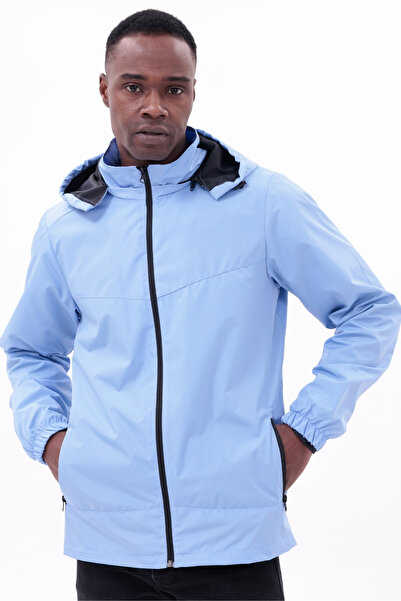 freemen Ανδρικό μπλε αποσπώμενο παλτό βροχής με κουκούλα