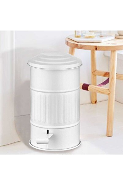RİVO HOME DECOR Glv0311 White Coated Trash Can Bathroom 5 Lt