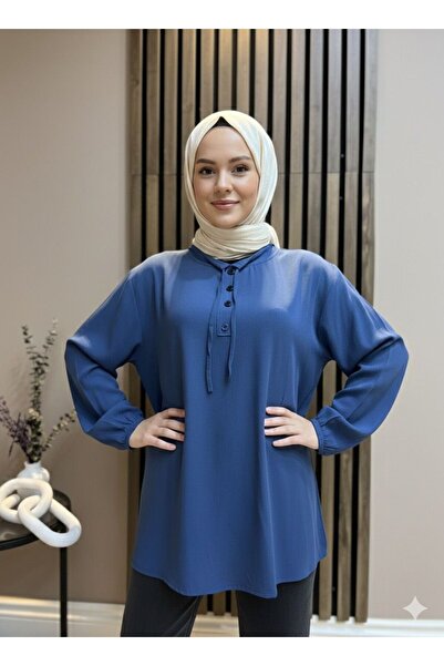 AKMAVİ Women's Hijab Clothing Drawstring Lace-Up Cotton Tunic