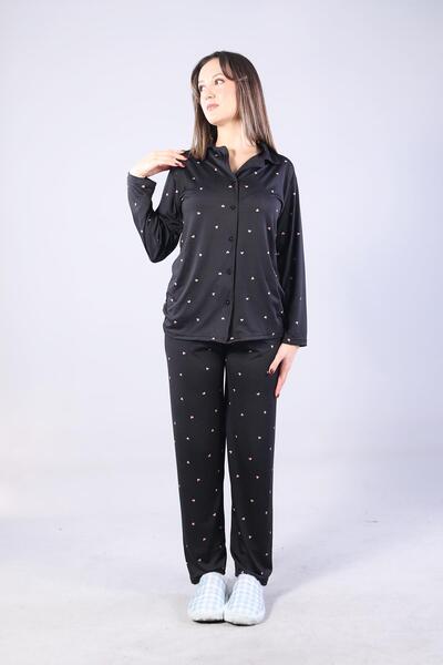 Mckanzie 3306 Milan Soft Shirt Collar Long Sleeve Long Bottom Pajama Set